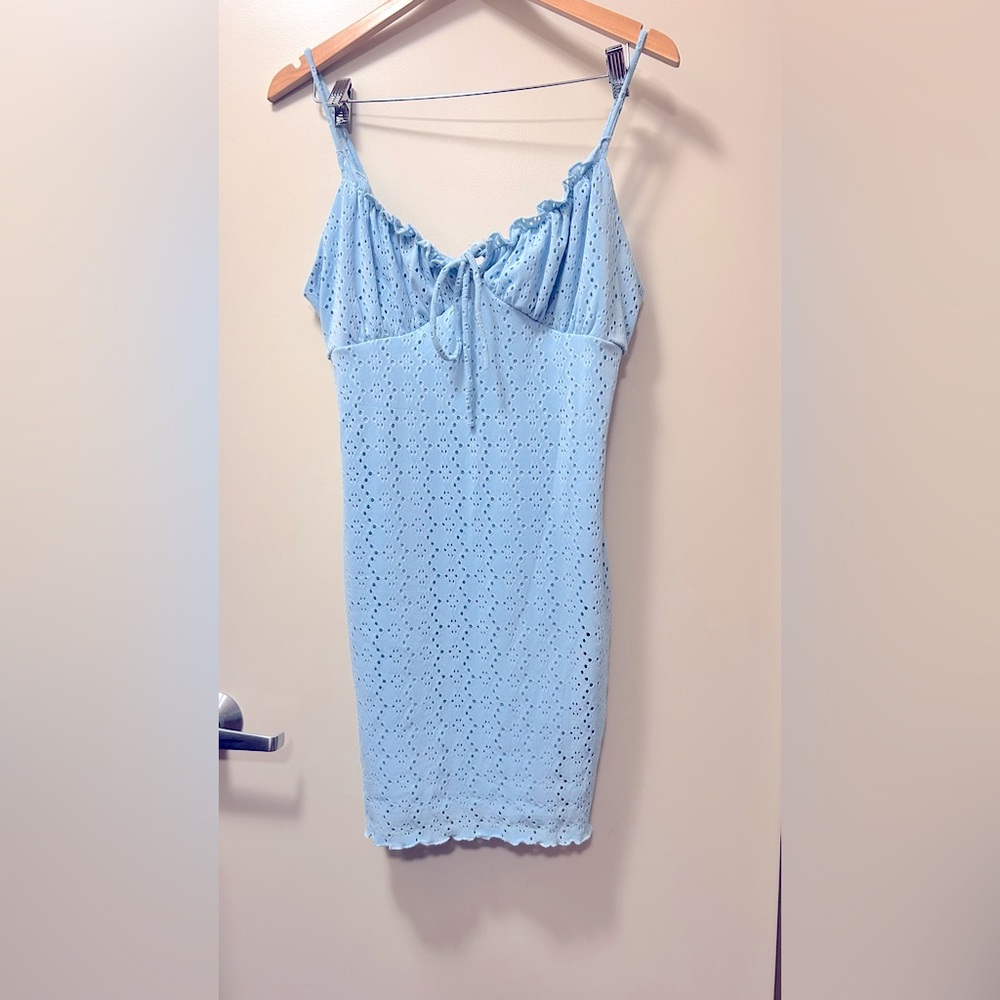 Forever 21 Blue Embellished Ruffled Mini Dress
